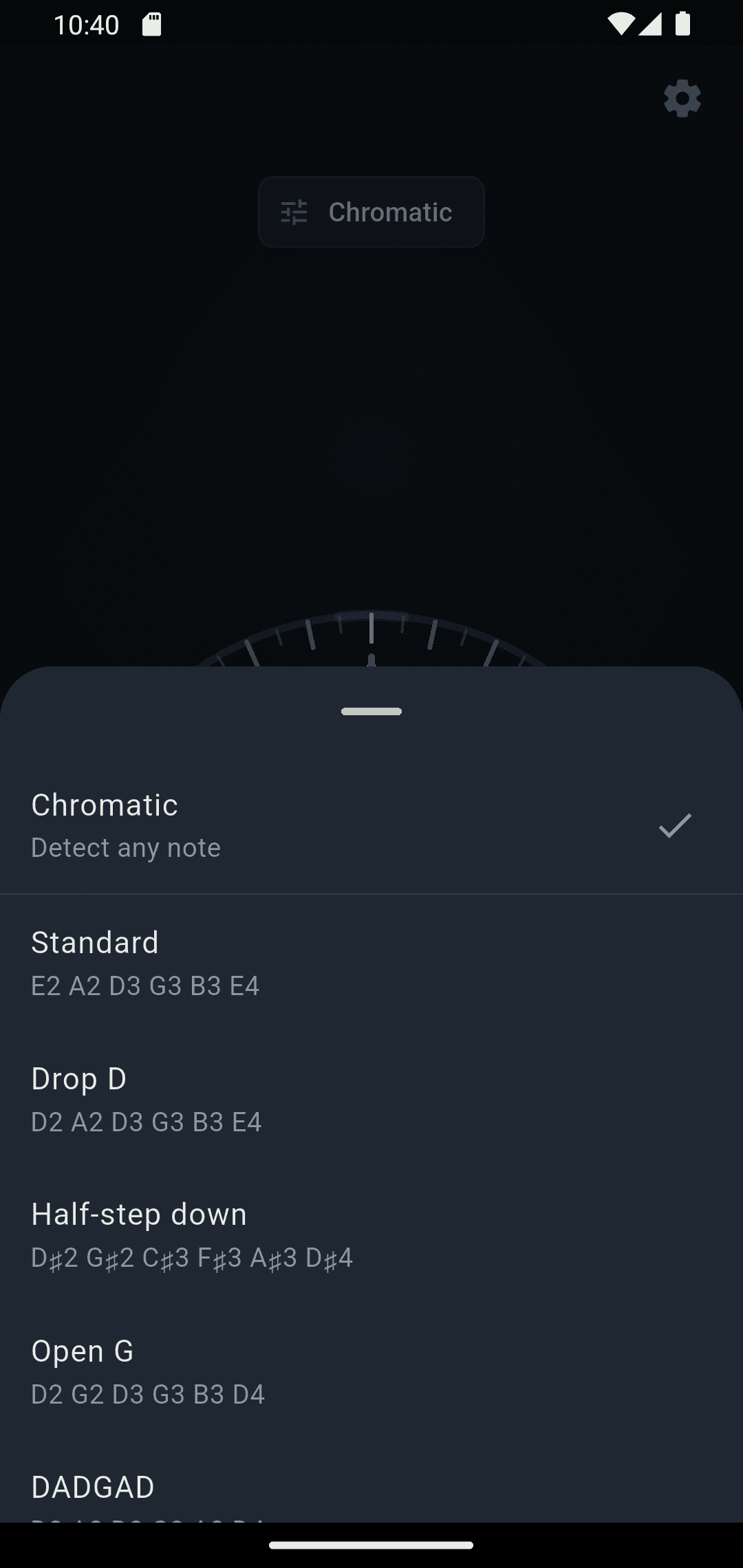 5 tunings + chromatic mode
