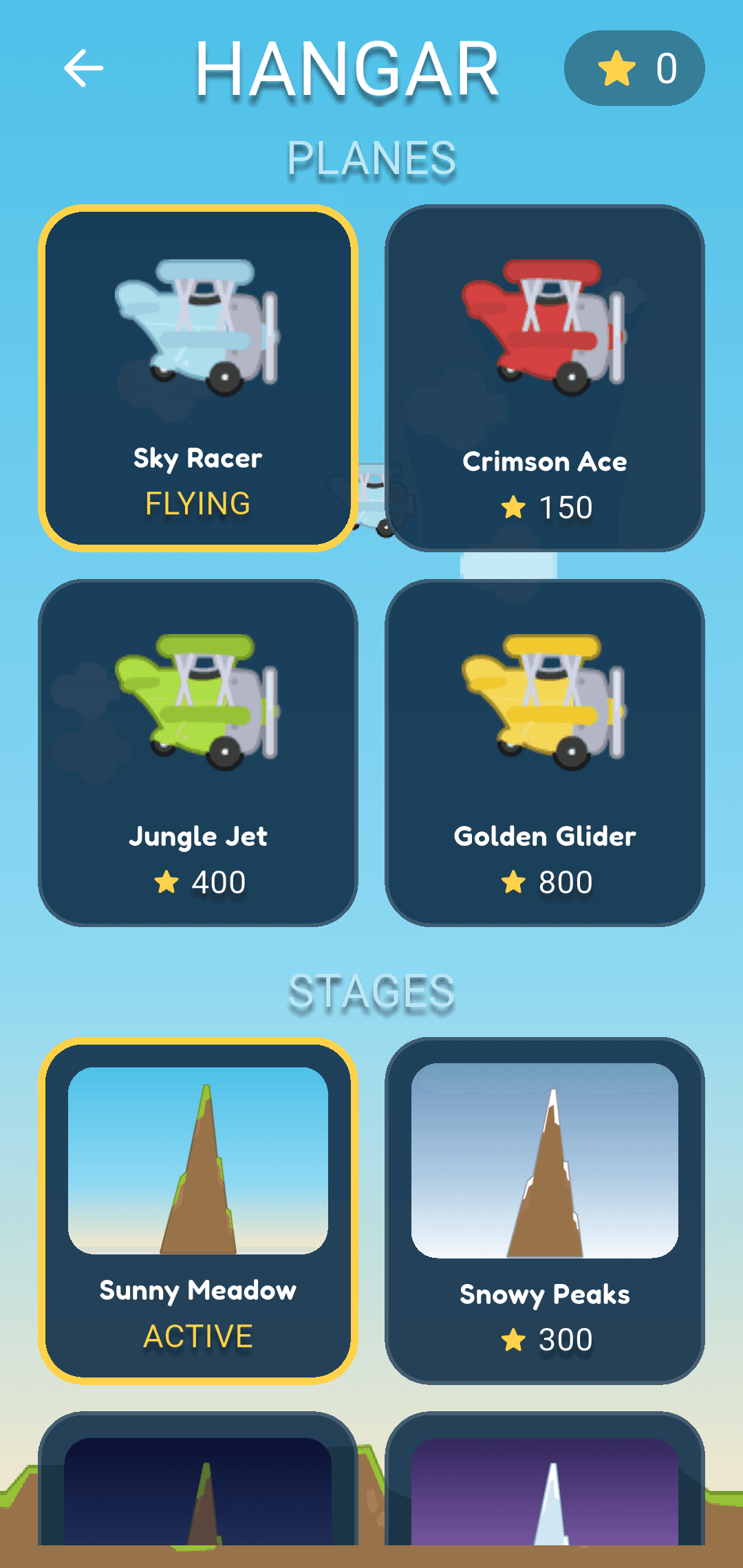 Unlock planes and stages
