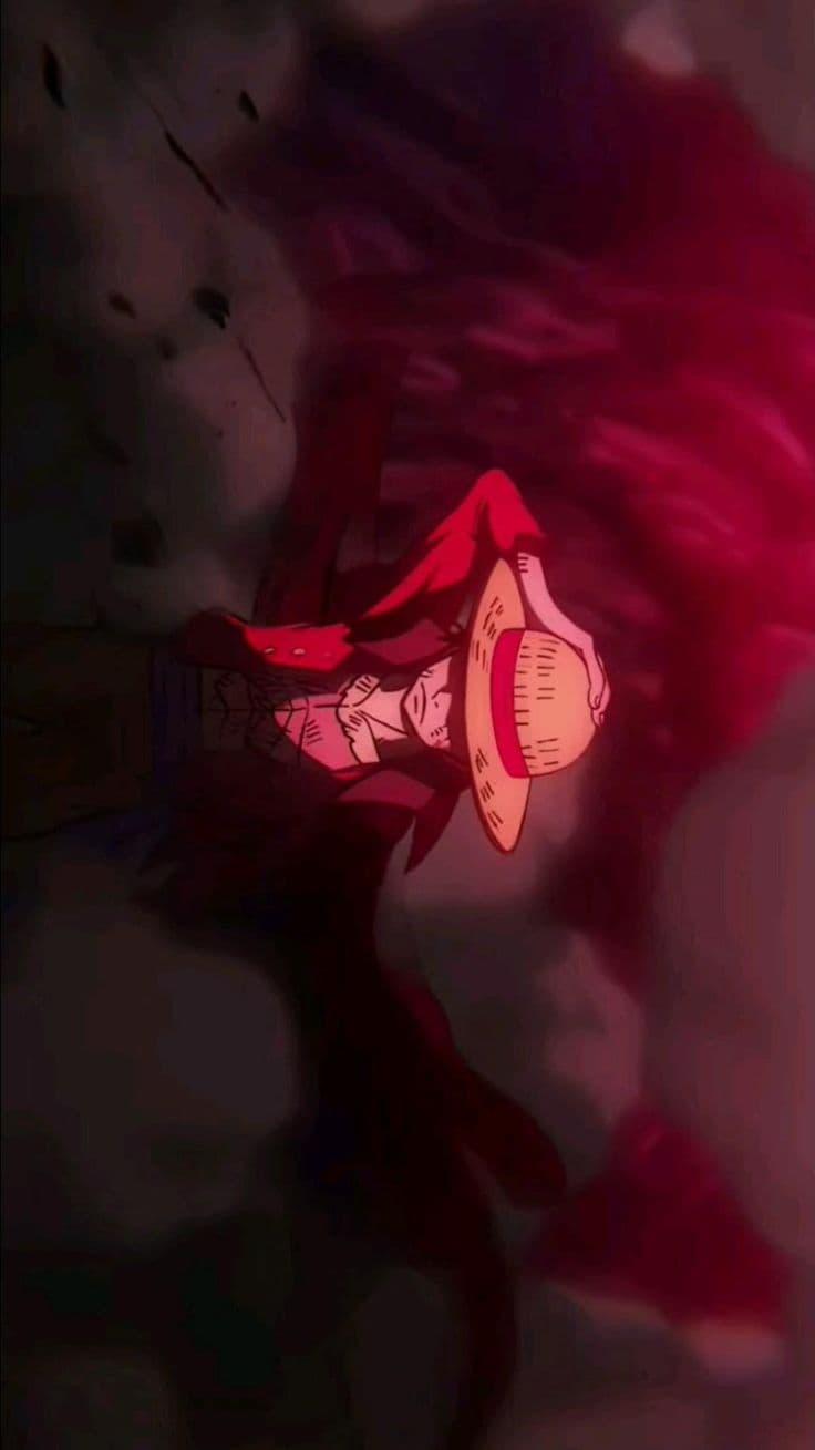 This may contain: an anime character with red hair in the dark