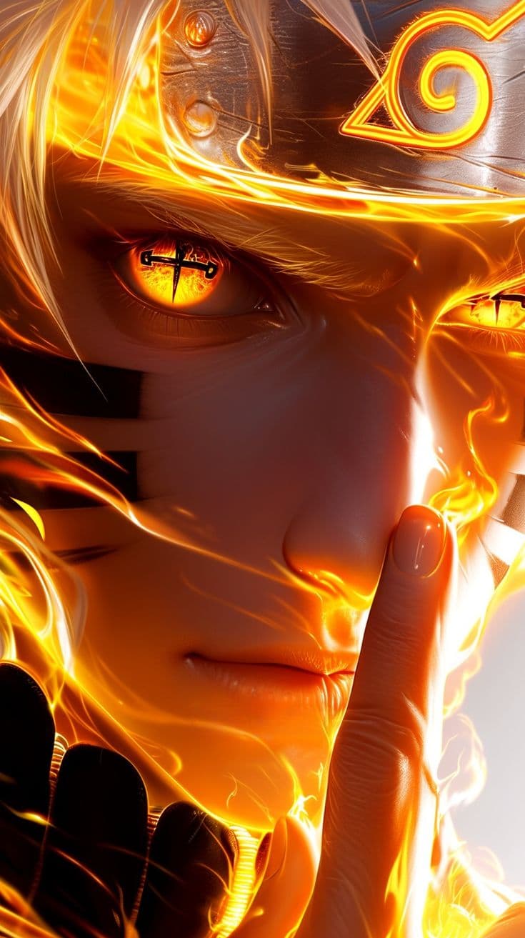 a close up of a person with fire on their face