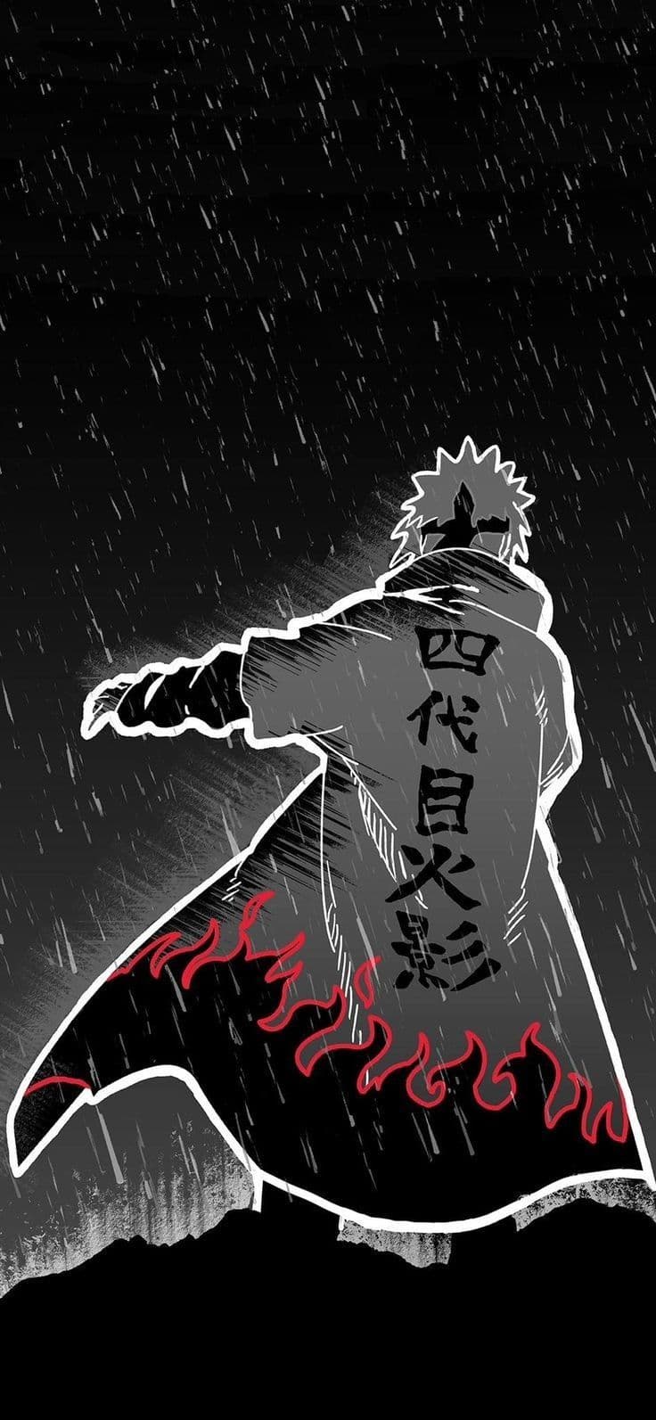 an anime character is standing in the rain with his arms out and one hand on his hip