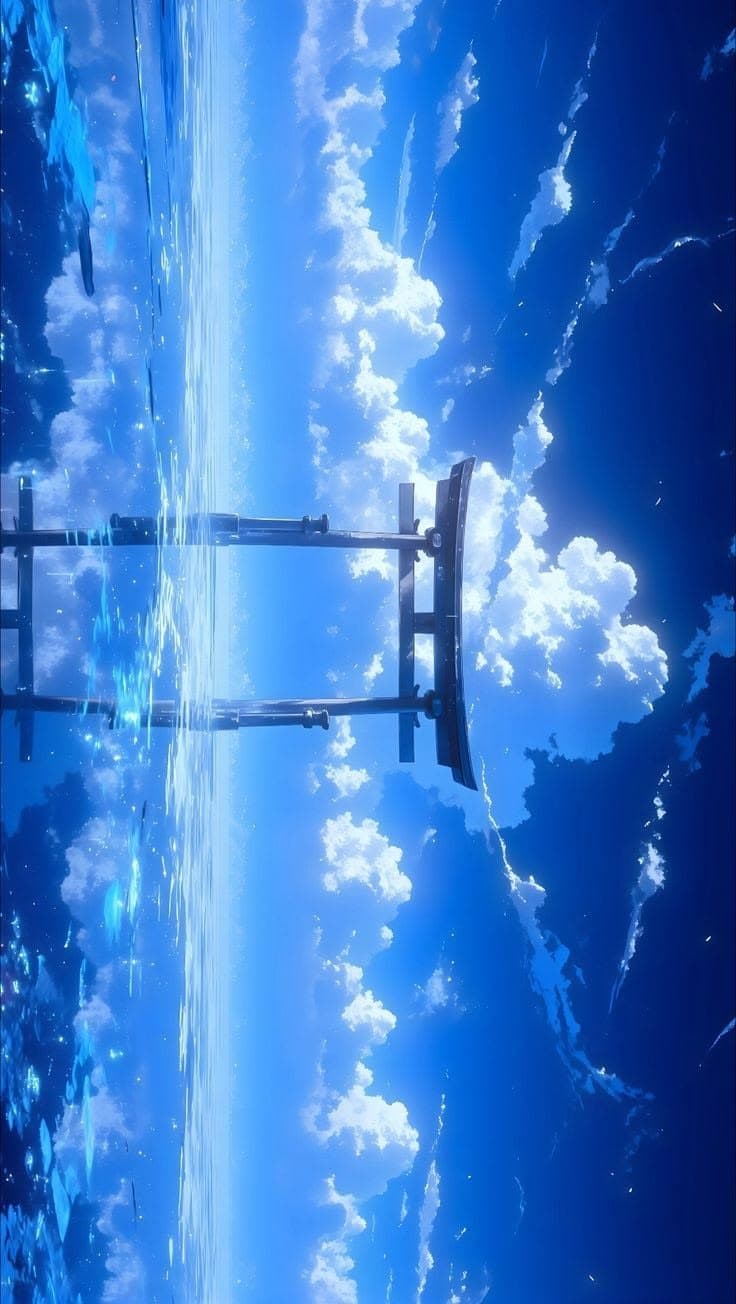 the sky and clouds are reflected in the water