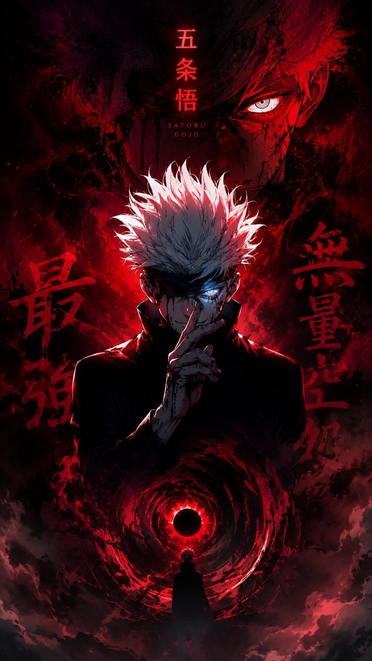an anime character with white hair and red eyes holding his hand up to his face