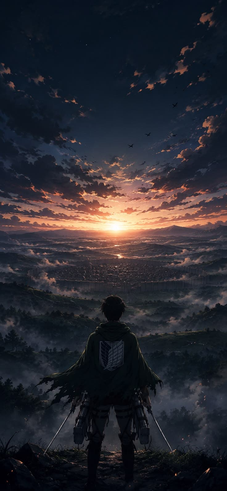 a man standing on top of a hill under a cloudy sky