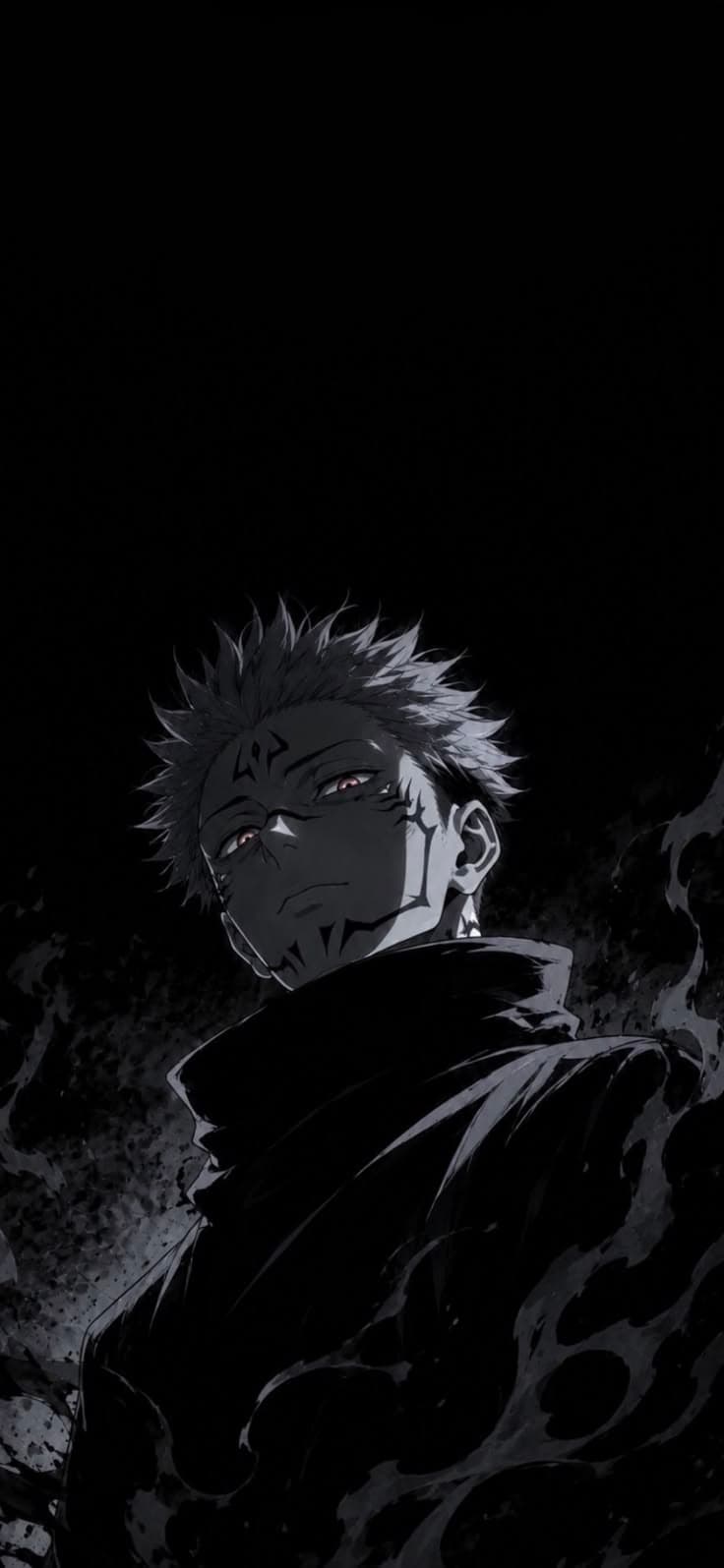 an anime character is staring at something in the dark