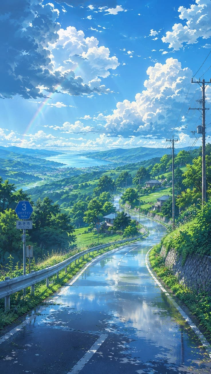 a road that looks like it is going down the hill with clouds in the sky